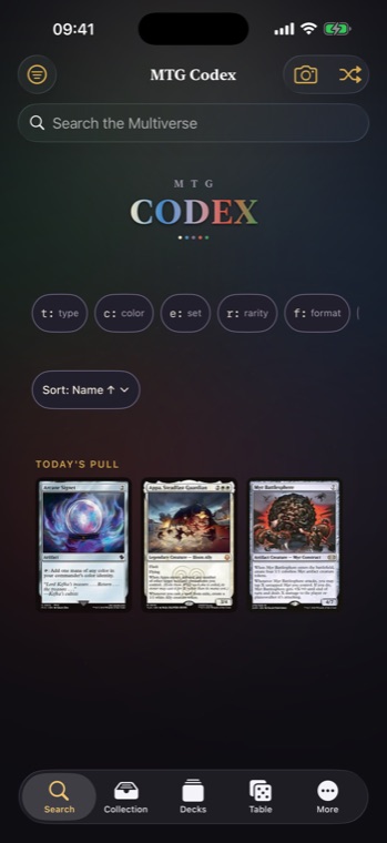 Home with search, syntax chips and Today's pull
