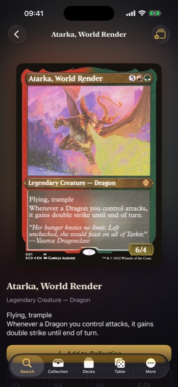 Card detail with large art