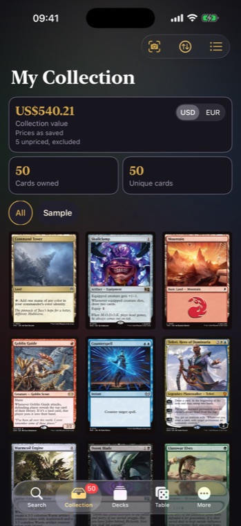 Collection with value and binder grid